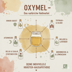 Oxymel Grundrezept: Sauerhonig einfach & gesund selbst machen 2 Oxymel Grundrezept Grafik mit Honig und Essig