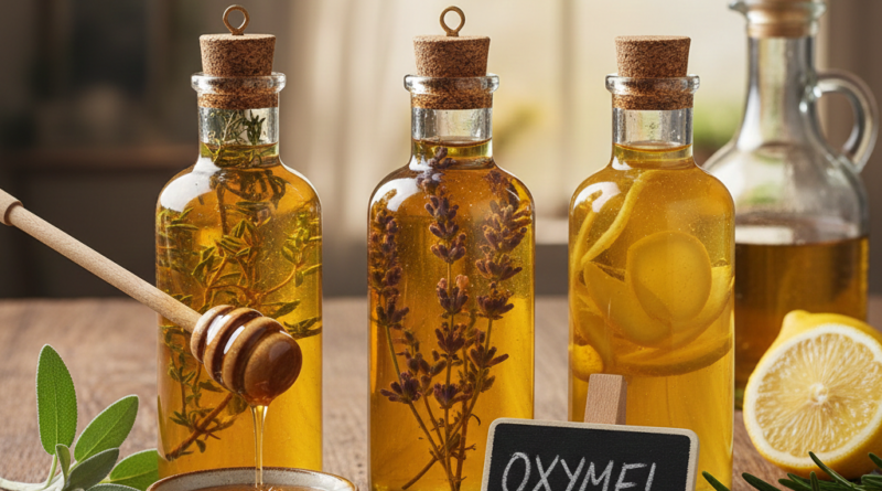 Oxymel Grundrezept Grafik mit Honig und Essig